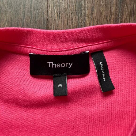 Theory Supima Cotton Clinton Easy Crop Tee Hot Pink Size Medium - Picture 7 of 10
